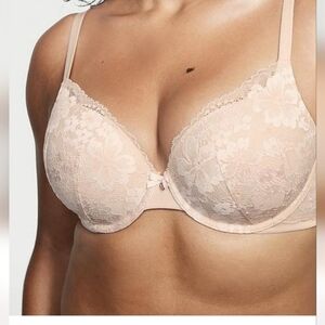 Elegant Lace Underwire Bra - Cream